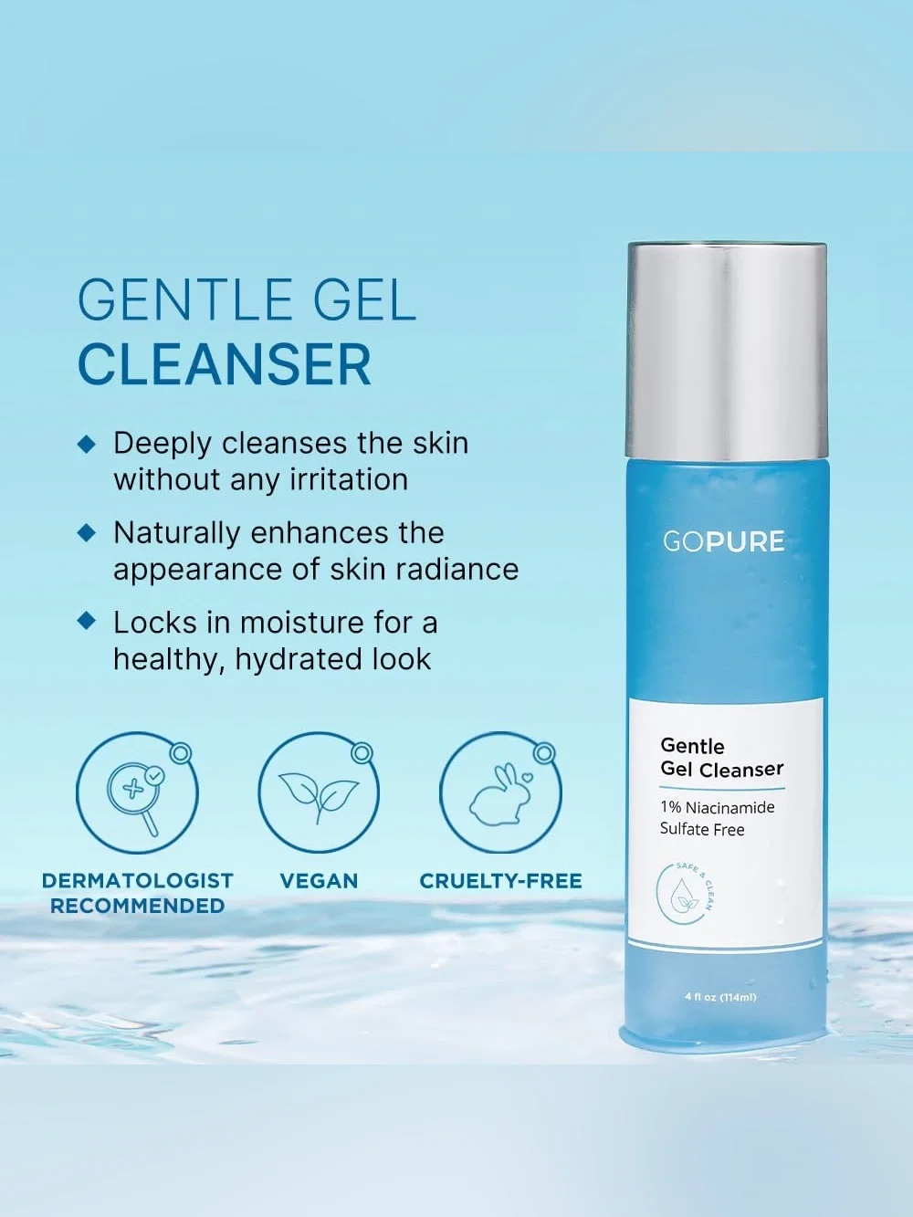NIB GoPure Gentle Gel Cleanser, 1 fl oz (30ml)